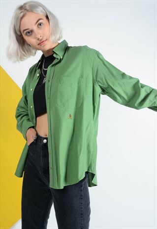 VINTAGE TOMMY HILFIGER SHIRT IN GREEN WITH LOGO