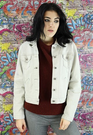 VINTAGE 80S CREAM LEVI'S DENIM JACKET. UNISEX.