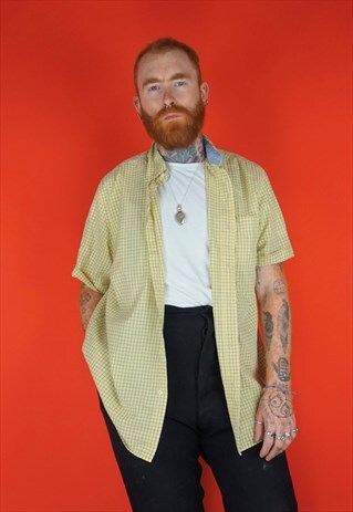 VINTAGE 1990S YELLOW CHECK CHAPS SHIRT