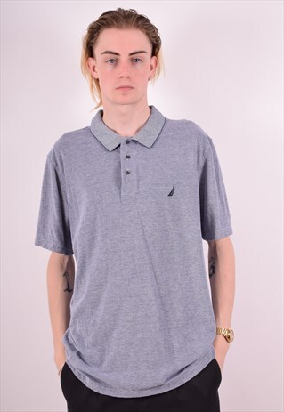 NAUTICA MENS VINTAGE POLO SHIRT XL BLUE 90S