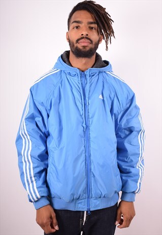ADIDAS MENS VINTAGE PADDED JACKET LARGE BLUE 90S