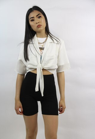 VINTAGE 90'S CREAM TIE BLOUSE