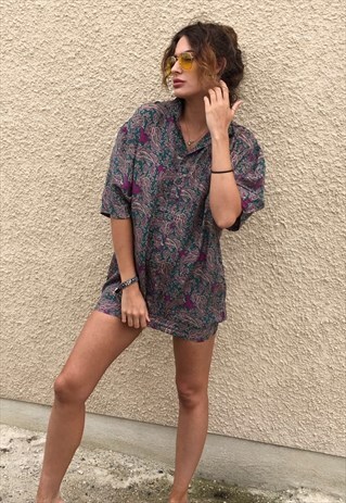 PATTERNED OVERSIZED RETRO VINTAGE UNISEX FESTIVAL SHIRT