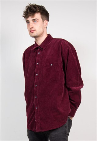 VINTAGE 90'S BURGANDY CORD SHIRT