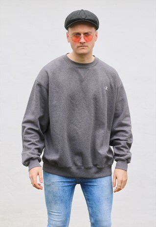CHAMPION USA MINIMALIST ASPHALT GREY VINTAGE SWEATSHIRT