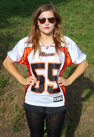 UTAH BLAZE GAME WORN AMERICAN FOOTBALL JERSEY - SIZE 10