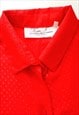 80S VINTAGE LOOSE PREPPY BLOUSE RED S M 