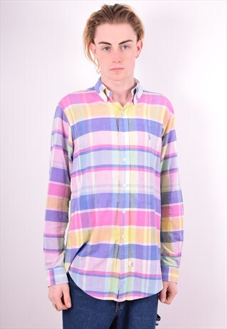 POLO RALPH LAUREN MENS VINTAGE SHIRT LARGE MULTI CHECK 90'S