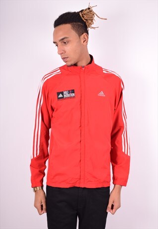 ADIDAS MENS VINTAGE TRACKSUIT TOP JACKET MEDIUM RED 90'S