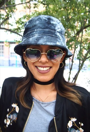 GREY TIE DYE COTTON UNISEX BUCKET HAT