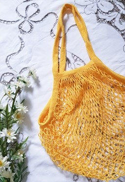 Yellow Cotton String Shoulder Bag