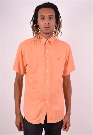 POLO RALPH LAUREN MENS VINTAGE SHIRT MEDIUM ORANGE 90S