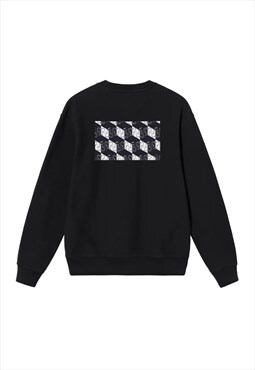 Black relaxed fitting sweatshirt with front and back print
