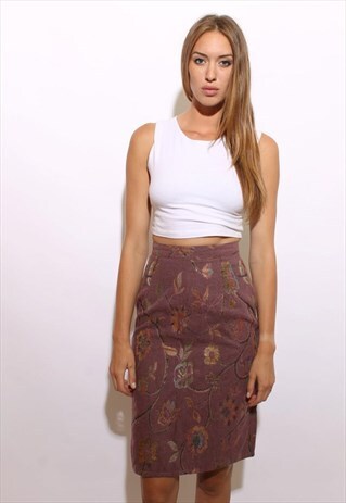 VINTAGE 1970'S 70'S TAPESTRY HIGH WAISTED PENCIL SKIRT XS-S
