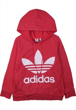 Vintage 90's Adidas Hoodie Spellout Red Medium