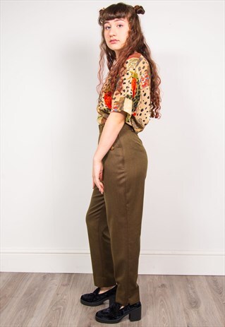VINTAGE 90'S GREEN HIGH WAIST TAPERED TROUSERS