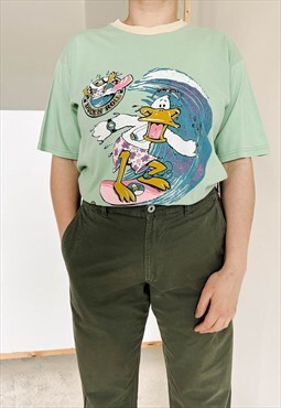 Vintage 90s Grunge Big Kahuna Duck T-Shirt in Green M