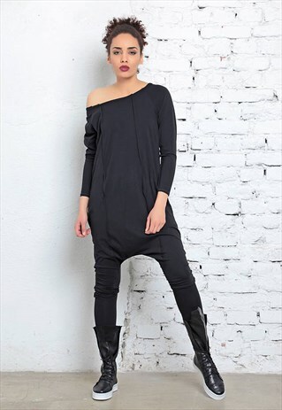 BLACK JUMPSUIT/OFF SHOULDER TOP