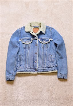 Women's Vintage Levi's Big E Blue Sherpa Lined Jacket