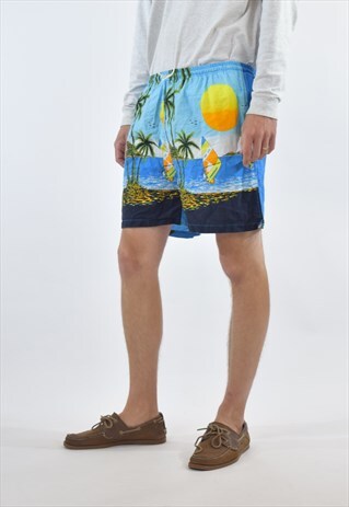 VINTAGE 90S HAWAIIAN PATTERNED SWIM SHORTS