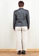 VINTAGE 80'S GREY  LEATHER JACKET 