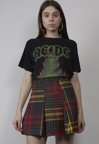RARE VINTAGE 90'S TARTAN DESIGNER PLEATED MINI SKIRT
