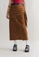 VINTAGE 80S MAXI REAL SUEDE HIGH WAIST PENCIL SKIRT XL