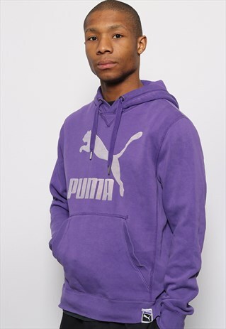 VINTAGE PUMA BIG LOGO HOODIE PURPLE