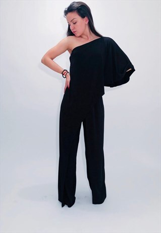 BLACK WOMEN'S JUMPSUIT BODYSUIT ROMPER OVERSIZED F1853