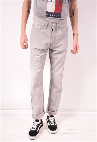 LACOSTE MENS VINTAGE TROUSERS W32 L34 GREY 90S