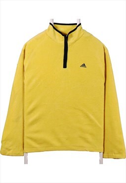 Adidas 90's Quarter Zip Spellout Logo Fleece Jumper Medium Y