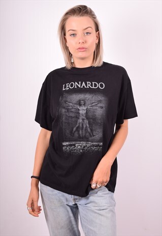 WOMENS VINTAGE T-SHIRT TOP MEDIUM BLACK 90'S