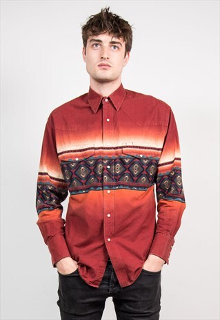 VINTAGE 90'S WRANGLER AZTEC PATTERN SHIRT