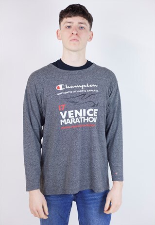 VINTAGE 90'S CHAMPION GREY LONG-SLEEVE T-SHIRT