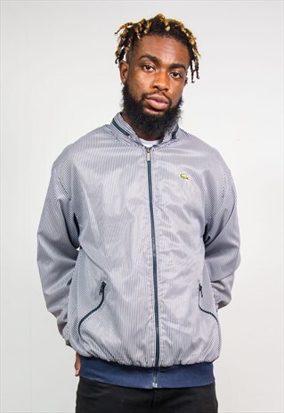 LACOSTE 90'S PINSTRIPE SHINY BOMBER JACKET