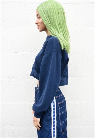 VINTAGE NAVY BLUE CROPPED SWEATSHIRT