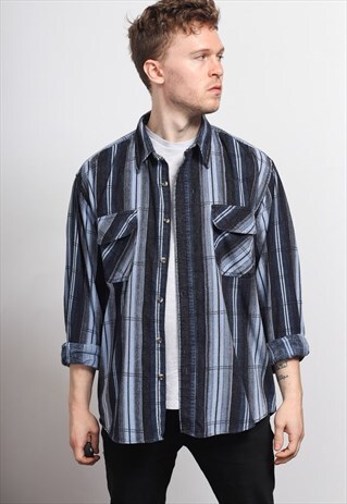 VINTAGE CORDUROY CORD STRIPED SHIRT