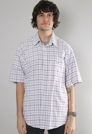 VINTAGE LACOSTE CHECK SHIRT XL