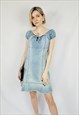 Y2K 00S BLUE DENIM OFF SHOULDER SUMMER FESTIVE MINI DRESS