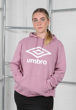 Vintage Umbro Hoodie in Pink with Spell Out Logo Size XL