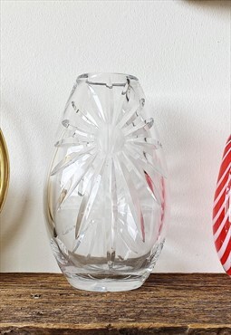 Vintage 60s Mid century Optical crystal glass vase