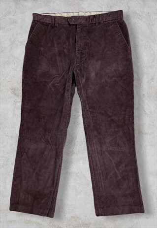 VINTAGE BROWN CORDUROY TROUSERS JUMBO CORDS W36 L28