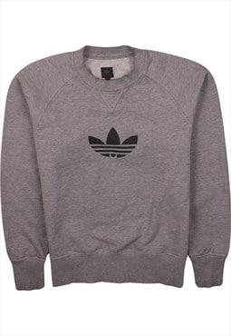 Vintage 90's Adidas Sweatshirt Spellout Crew Neck Grey Small