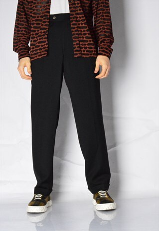 VINTAGE 80S BLACK MINIMALIST WOOL PANTS