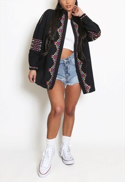 Contrast Print Blouse In Black