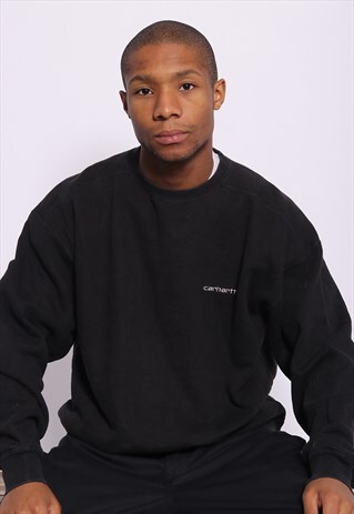 VINTAGE CARHARTT BIG SPELL OUT LOGO SWEATSHIRT BLACK