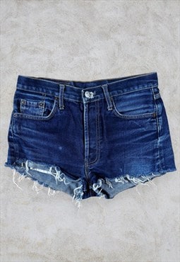 Vintage Levi's 501 Denim Jeans Dark Blue Cut Off Women's W30