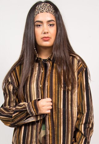 VINTAGE 90'S STRIPED CORD SHIRT