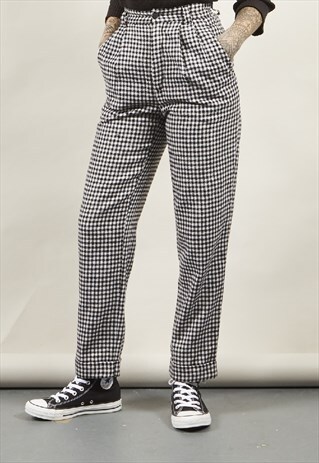 VINTAGE 90'S STEFANEL DOGTOOTH HIGH-WAISTED TROUSERS