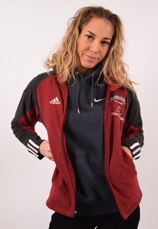 VINTAGE ADIDAS BLOOMSBUGS FLEECE JACKET MAROON
